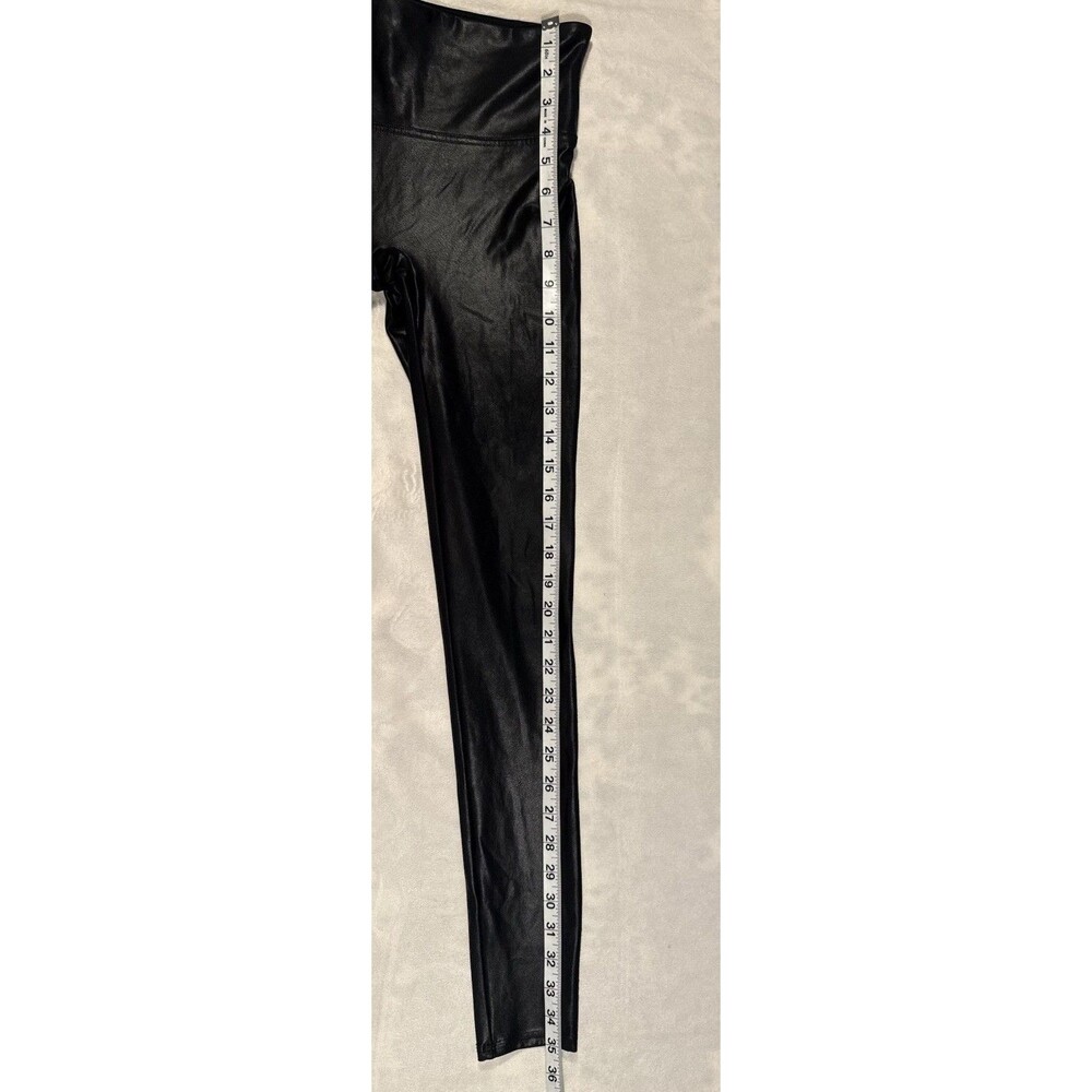 SPANX Body-Control Black Coated Faux Leather High‎ Waist Ankle Leggings Size S - Picture 5 of 8